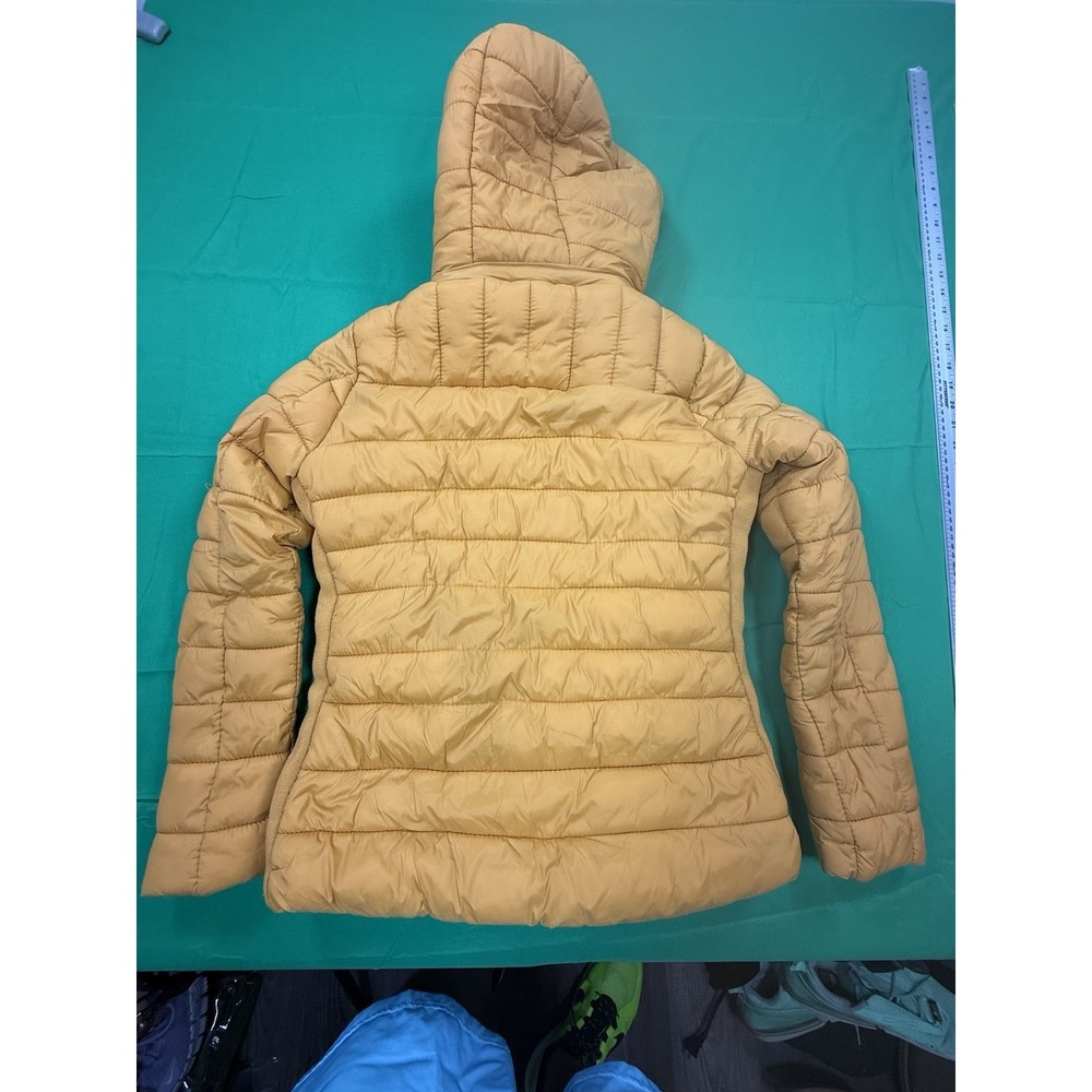 Sunset Lane Womens Small Hooded Puffer Jacket Tan Quilted Stained Coat S - Picture 7 of 8